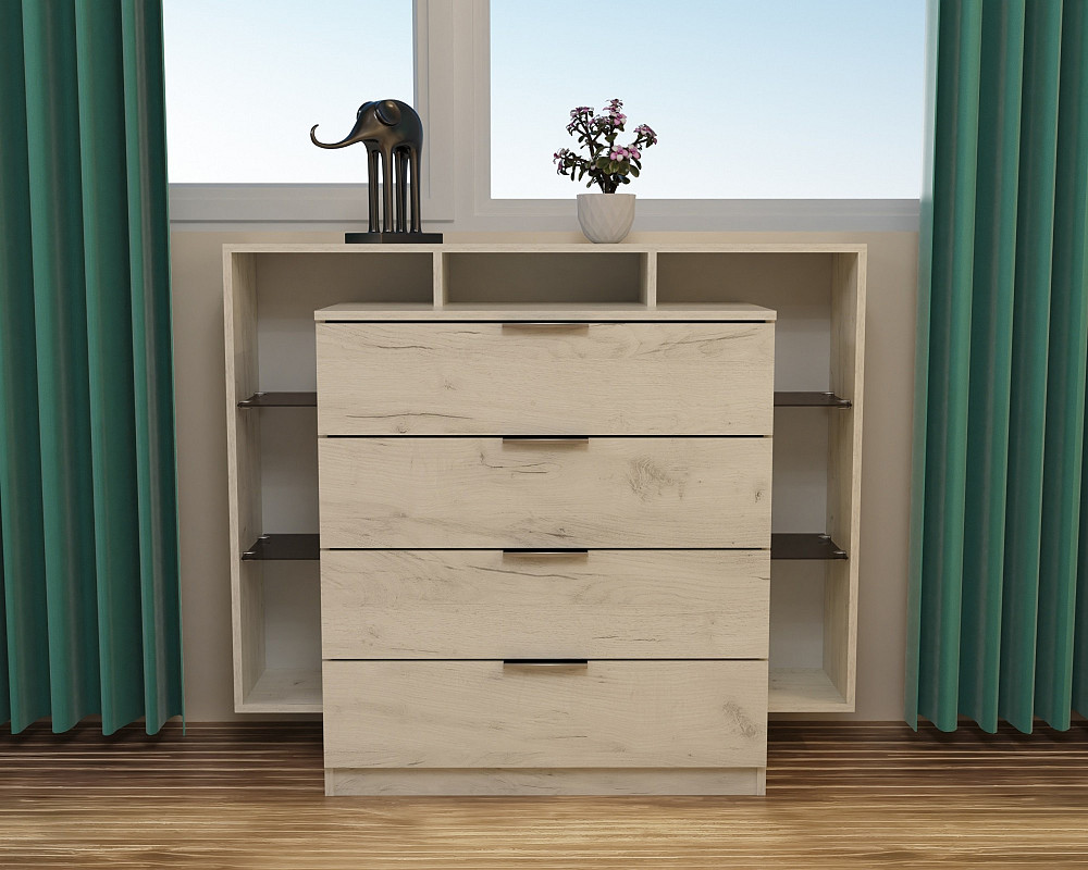 Комод Крістал, Дуб Крафт Білий, 1200/450/1000 Львів - фото 2