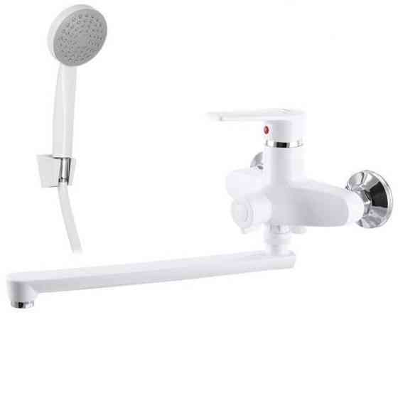 Змішувач для ванни PLAMIX OSCAR-006 EURO SET WHITE (зі шлангом, лійкою та кронштейном), пластиковий білий Харків