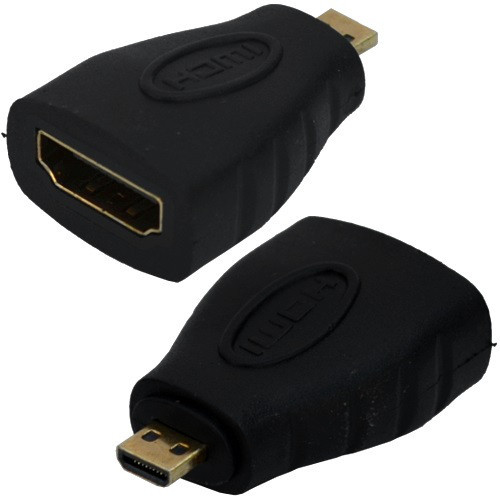 Переходник, штекер micro HDMI - гнездо HDMI, gold, пластик Полтава - фото 1