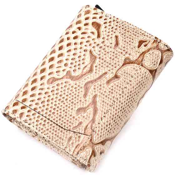 Візитниця із натуральної фактурної шкіри під змію Бежевий (KARYA) Київ