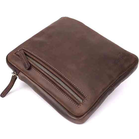 Практичная сумка для мужчин на плечо из натуральной винтажной кожи Shvigel 23149 Коричневый Киев