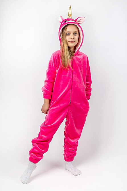 Дитяча піжама-кигурумі дитячий і підлітковий Єдиноріг, рожевий, домашня піжама топ Київ - фото 3