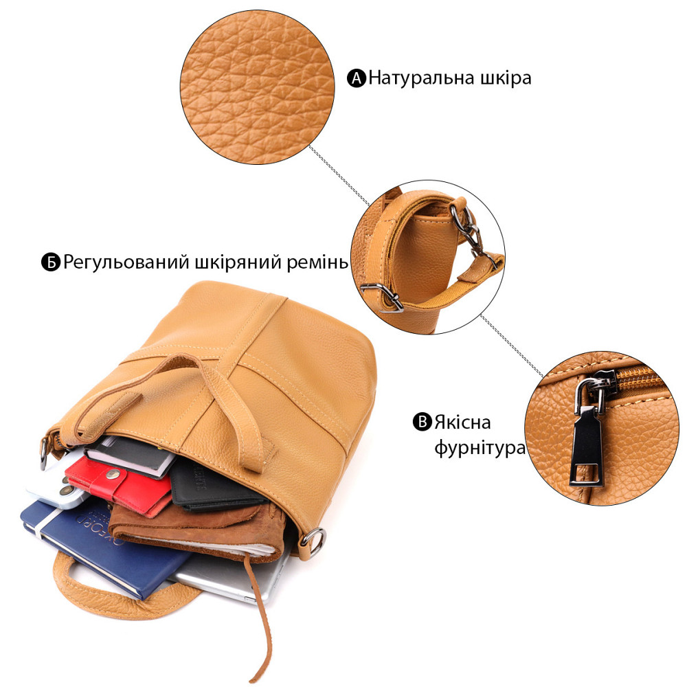 Женская сумка из натуральной кожи Vintage 22994 Рыжий Киев - изображение 4