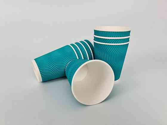 Склянка гофрована 400 мл (12oz) Бірюза (15 шт.) Харків