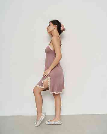 Женская вискозная сорочка - с кружевом Светло-коричневый Nicoletta 81414 Киев