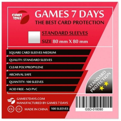 Протектор для карт Games7Days 80 х 80 мм, Square Medium, 100 шт (STANDART) (GSD-018080) Винница - изображение 1
