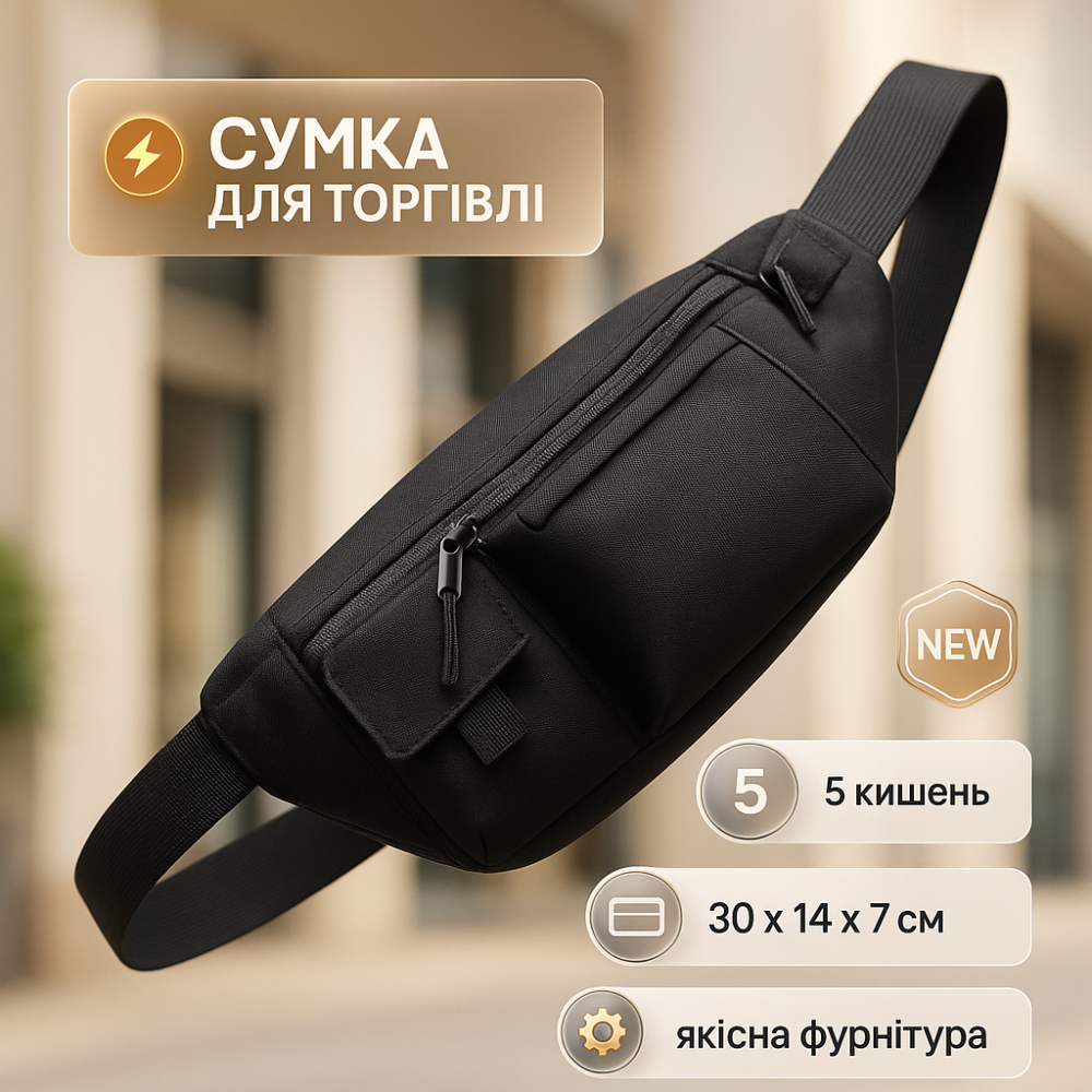 Мужская бананка с отделениями, Мужская бананка трендовая Стильная на пояс YK-31 Киев - изображение 11