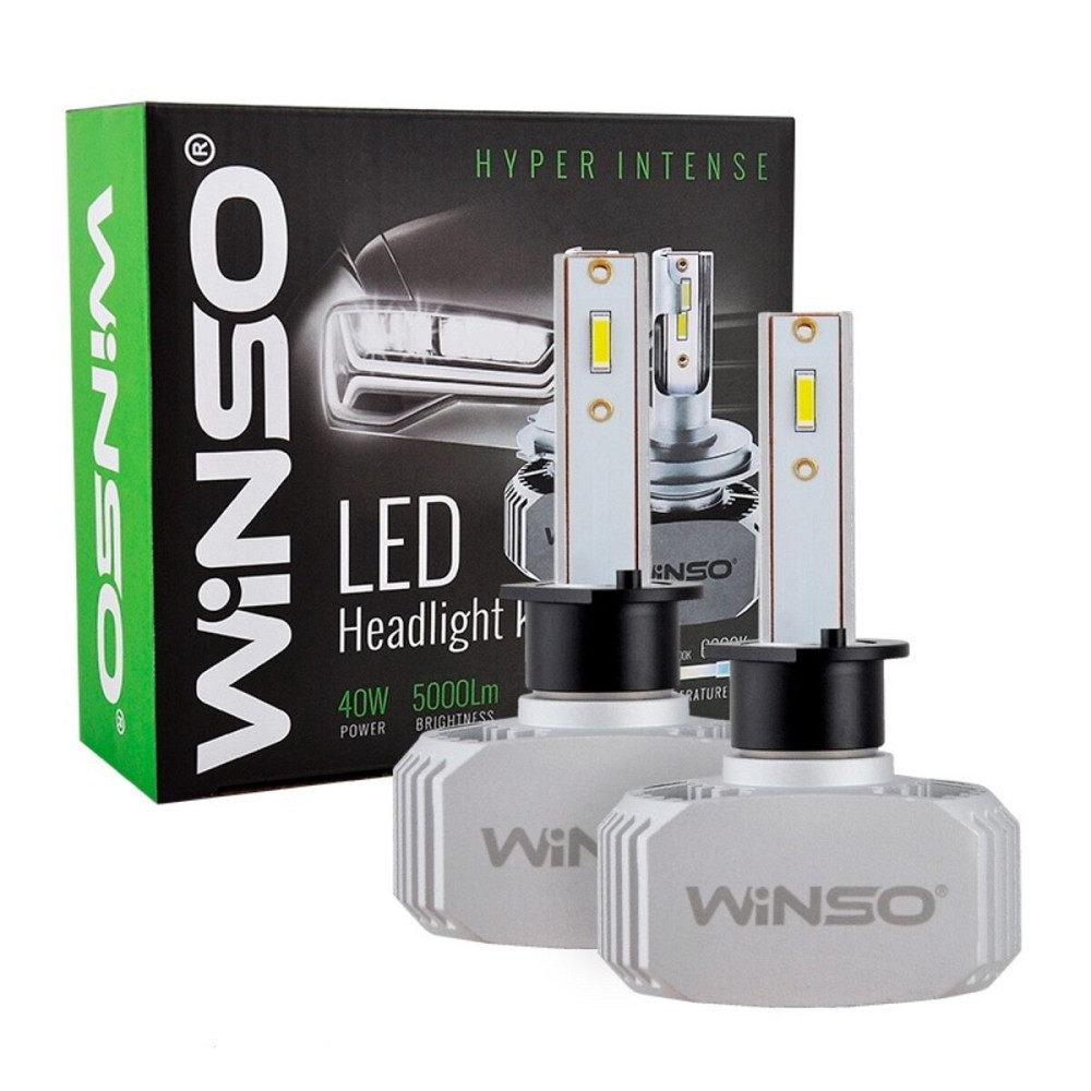 Автолампа Winso LED H1 12/24V 40Вт 5000Лм 6000K P14.5s, CSP Chip 2шт Киев - изображение 1