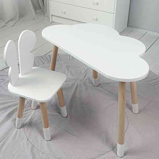 Столик хмаринка 46х70х40 і стільчик метелик 26х26х24, стіл та стілець в дитячу, білий Київ