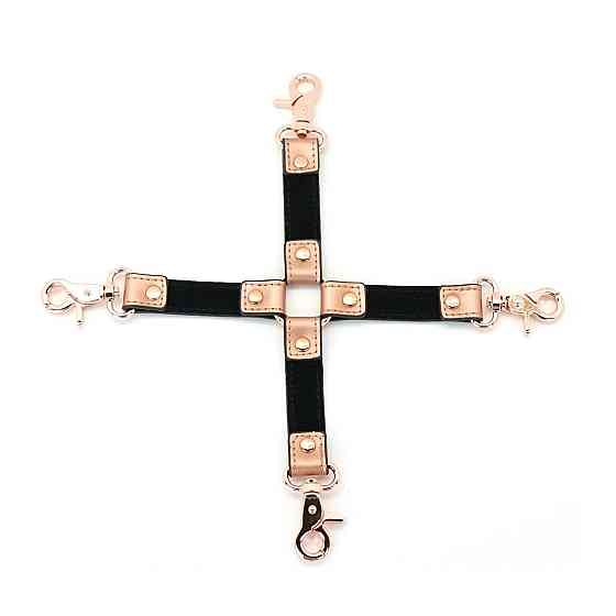 Хрестовина для фіксації Liebe Seele Rose Gold Memory Hog Tie, натуральна шкіра, рожеве золото Sex Aura Київ