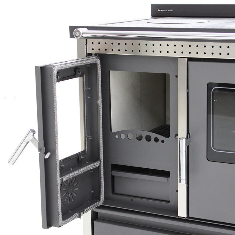 Піч опалювально-варильна Hosseven Lotus Inox 12 кВт з вбудованою духовкою верхній димохід сучасний дизайн Тернопіль - фото 3