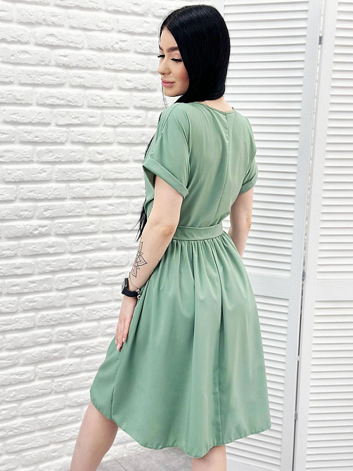 Женское платье миди с короткими рукавами Валенсия 44, Оливковый Киев - изображение 2