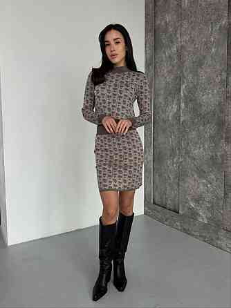 Жіночий базовий теплий костюм-двійка: кофта та спідниця кашемір Сірий Одеса