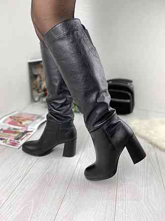 Injers Стильні чоботи зимові жіночі з натуральної шкіри на підборах чорні теплі 754 р. 37-40 17 Коломия