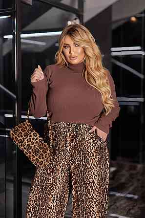 Женский теплый гольф в рубчик Cool 46-48, Шоколадный Киев