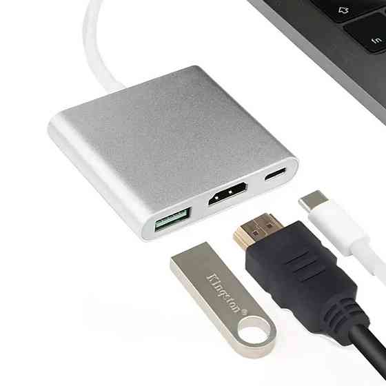 Переходник Buro USB Type-C - HDMI 4K,Серый SBR Киев