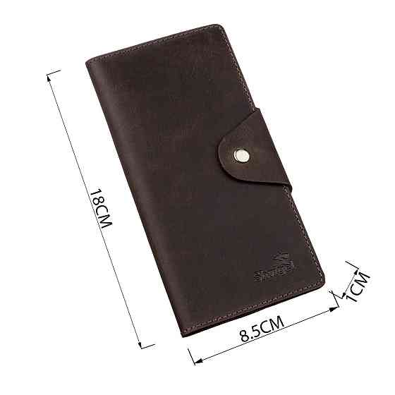 Гаманець вертикальний з вінтажної шкіри на кнопках SHVIGEL 16180 Коричневий Київ