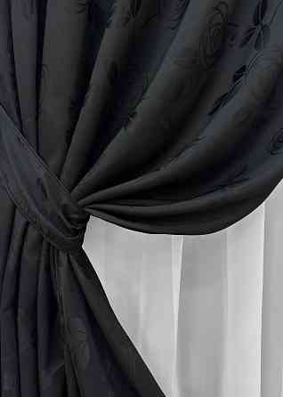 Комплект готових штор VR-Textil Жакард № 980ш Чорний 150х290 см 2 шт (30-780) Київ