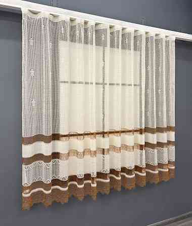 Тюль сітка VR-Textil Juli № 1876т Арка на кухню колір молочний з карамельним 300х150 см (53-0143) Київ