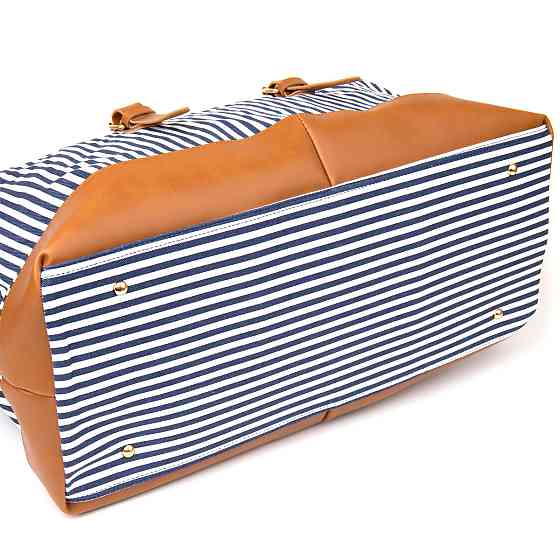 Дорожная сумка текстильная женская в полоску Vintage 20667 Белая Киев