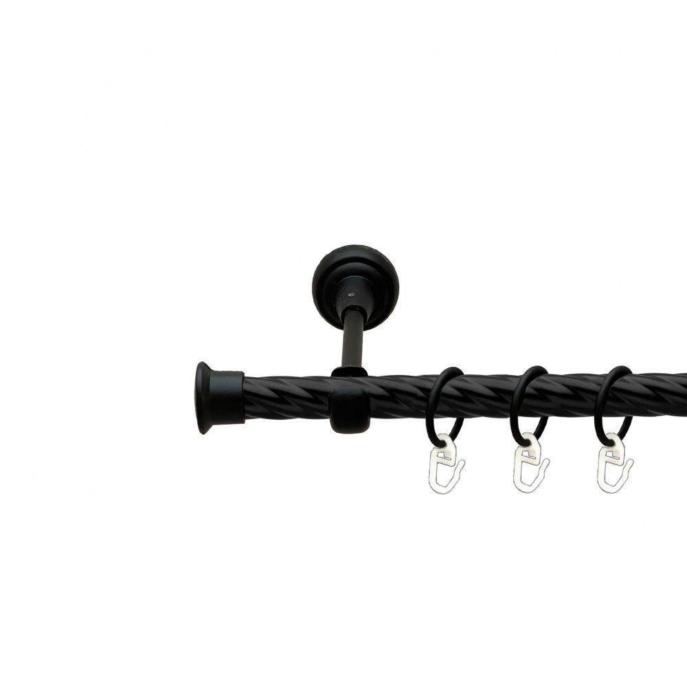 Карниз Orvit Дуо металевий однорядний відкритий скручена труба кільце металеве Чорний Оксамит 19 мм 160 см (00-00013563) Львів - фото 1