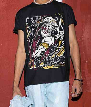 Футболка для хлопчика з аніме принтом Вбивця демонів оверсайз (зріст від 165 до 180) Чорний AnimeJ0961m Дніпро