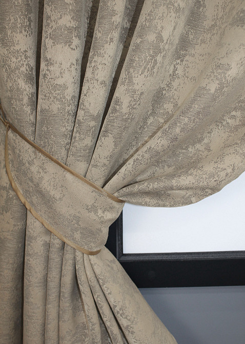 Комплект коротких штор VR-Textil Жаккард Sultan YL № 1208ш Бжево-серый 130х170 см 2 шт (35-0009) Киев - изображение 4