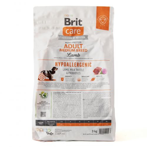 Корм сухий Brit Care Dog Hypoallergenic Adult Medium Breed для собак середніх порід гіпоалергенний з ягням 3 кг Київ - фото 5