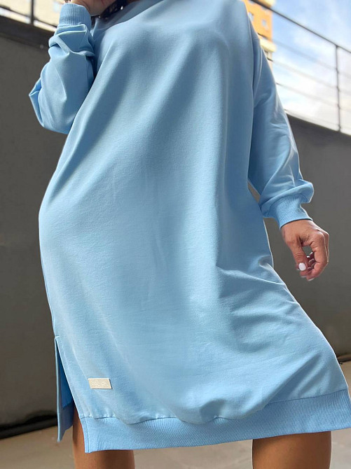 Сукня жіноча MY CITY 8211 спортивна середня довжина розрізи знизу резинка двунитка one size, блакитний, one size Київ - фото 12