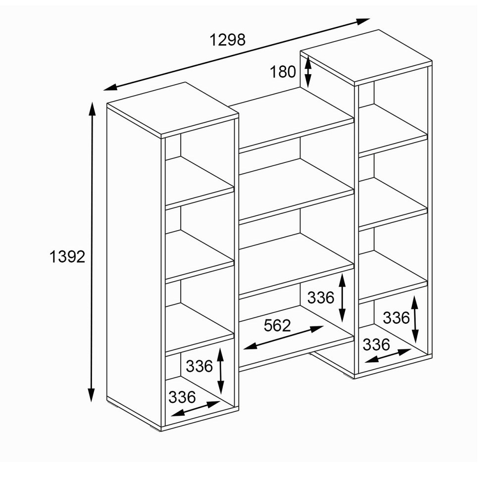 Стелаж для книг VAYS D-8 Бетон, сучасна полиця, ЛДСП 130×30×140 см - для дому, офісу, вітальні Львів - фото 2