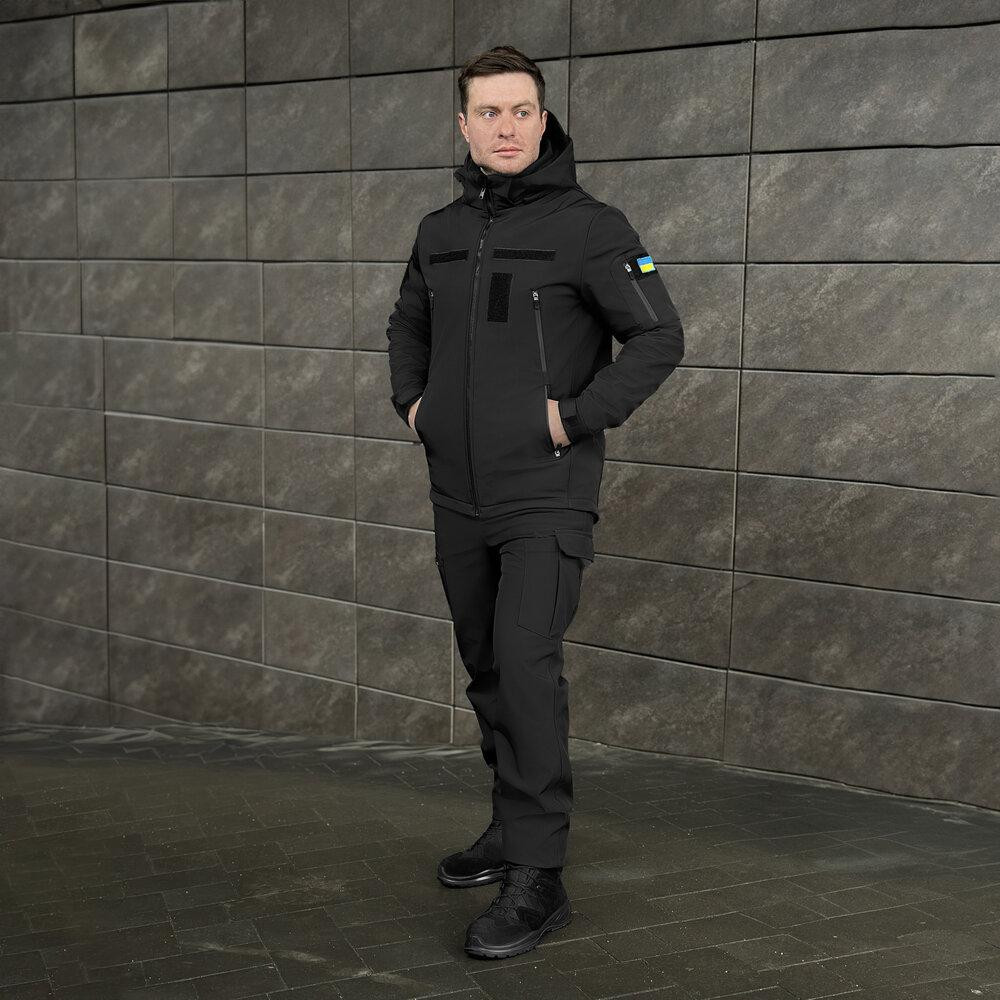 Мужская черная демисезонная куртка Pobedov Motive с липучками Киев - изображение 9