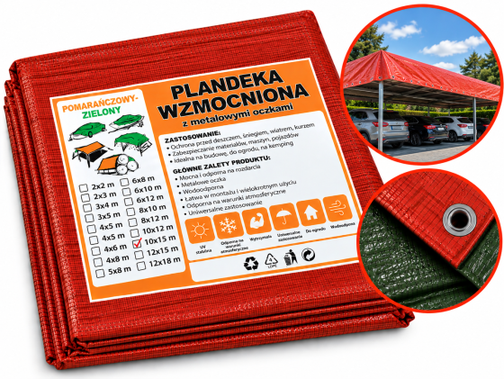 Тент 80 г/м2 10 м*15 м двокольоровий зелено-помаранчевий тент Дніпро
