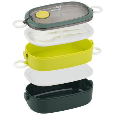 Ланч-бокс Kite подвійний з наповненням 1600 мл, зелений (K25-1181-3) Винница - изображение 4