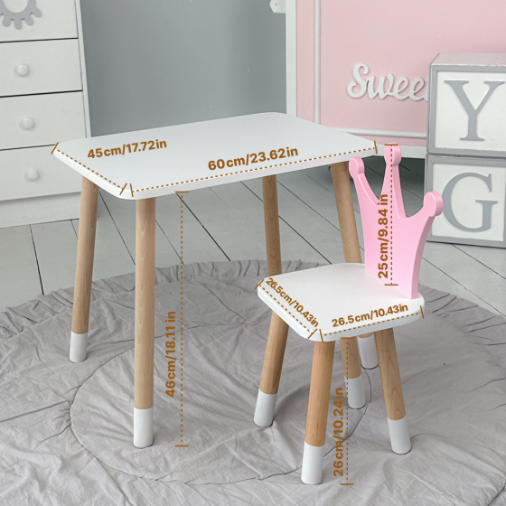 Рожевий стіл і стілець для дівчинки в дитячу кімнату Київ