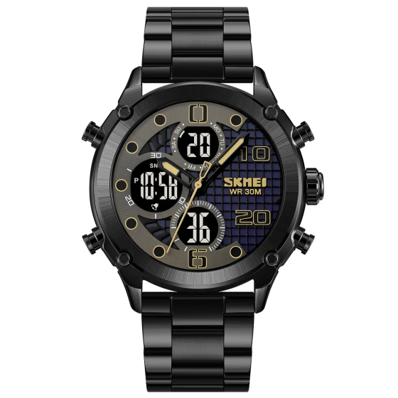 Чоловічий наручний годинник на сталевому браслеті Skmei 1975 (Чорний) Вінниця