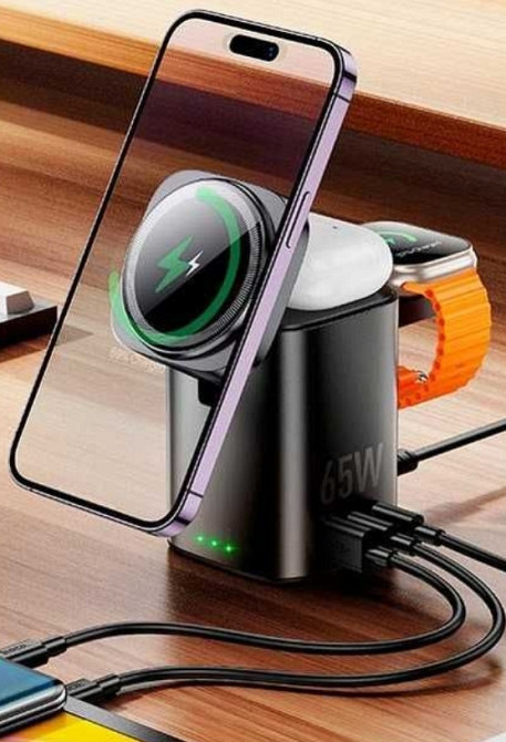 Беспроводная зарядка Qi HOCO CQ20A 65Вт мощная многофункциональная. Харьков - изображение 8