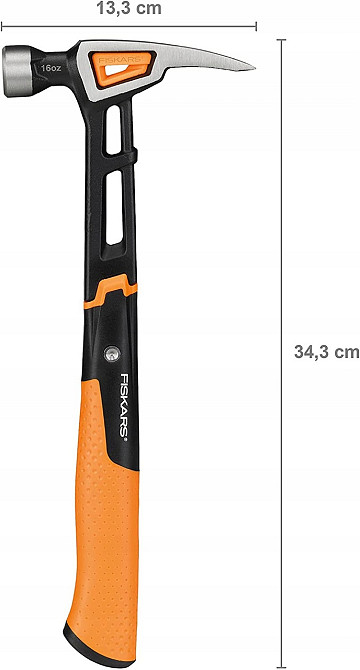 Универсальный Молоток - гвоздодер столярный Fiskars IsoCore (M) 16oz/13.5