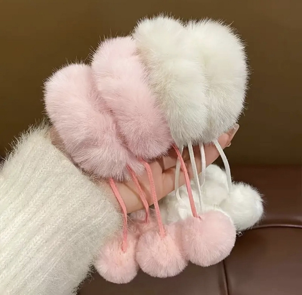 Гумки для волосся з хутра 2 шт Рожевий Сміла - фото 2