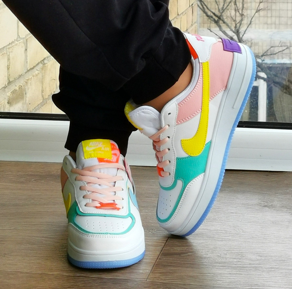 Кроссовки Nike Force Белые Женские Кожаные Форсы Разноцветные Найк (размеры: 37,38,39,40) Видео Обзор - 13 Днепр - изображение 6