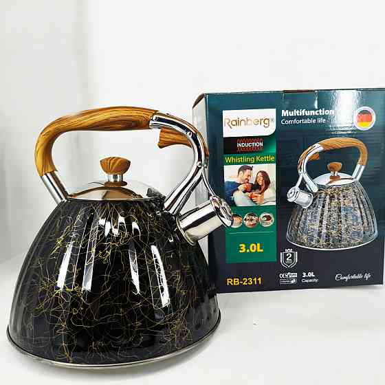 Чайник зі свистком бакелітовою ручкою Rainberg, Чайник для плити з гучним свистком BK-96 Львів