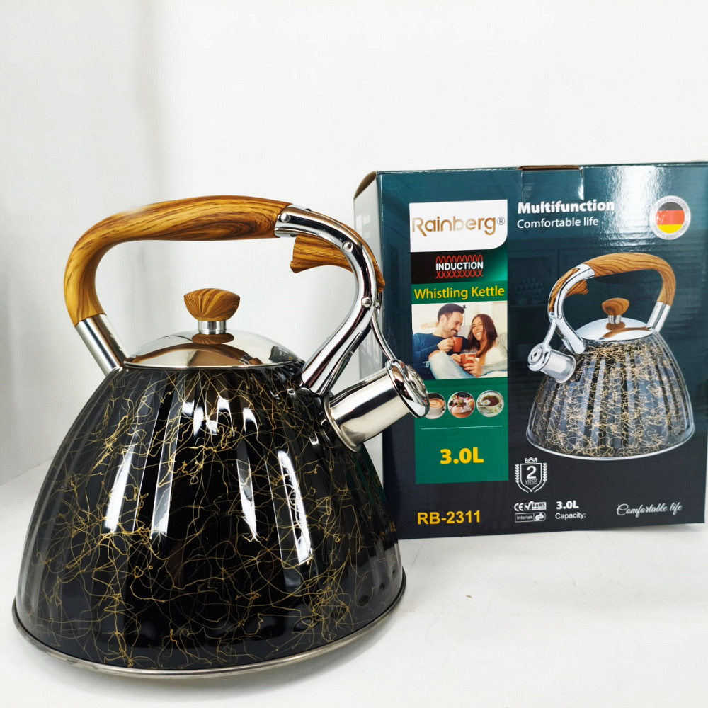 Чайник со свистком с тяжелым дном, Современный чайник со свистком для газовой плиты 3 л литра BK-96 Львов - изображение 5