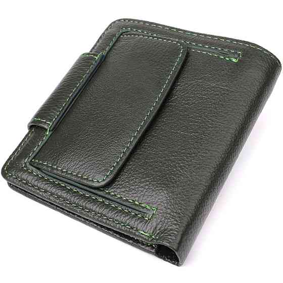 Вертикальний жіночий гаманець з натуральної шкіри Зелений (ST Leather) Київ
