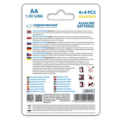 Батарейка Esperanza AA LR6 Alkaline * 8 (EZB103) Винница - изображение 4