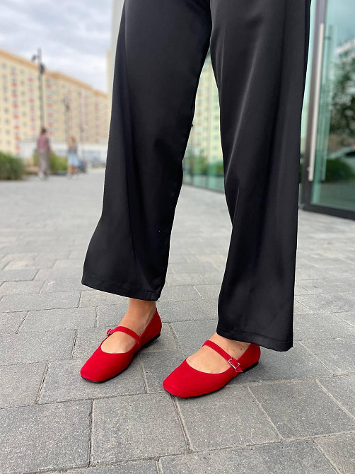 Балетки женские SEE SEVEN красные натуральная замша с квадратным носком размер 36-41 (1516) 39 Коломыя - изображение 1