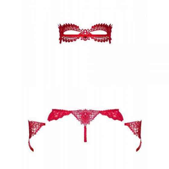 Набор маска+наручники+стринги Obsessive Hetea 3 pcs set red S/M Sex Aura Киев