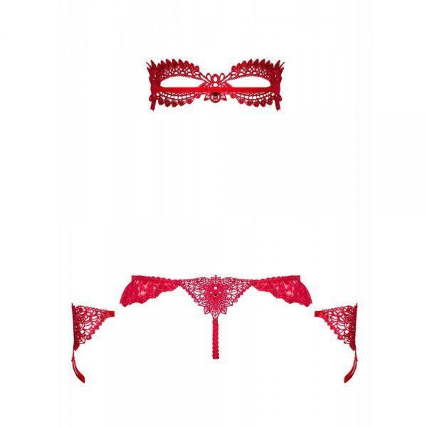 Набор маска+наручники+стринги Obsessive Hetea 3 pcs set red S/M Sex Aura Киев - изображение 4