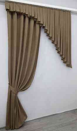 Шторка с ламбрекеном VR-Textil № 039к Темно-бежевый 160х270 см (52-0656) Киев