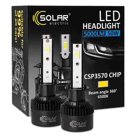 Автолампа Solar LED H1 12/24V 50W 5000Lm 6500K CSP3570 2шт Львів