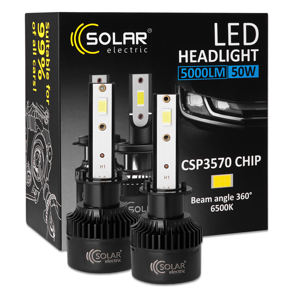 Автолампа Solar LED H1 12/24V 50W 5000Lm 6500K CSP3570 2шт Львов - изображение 1