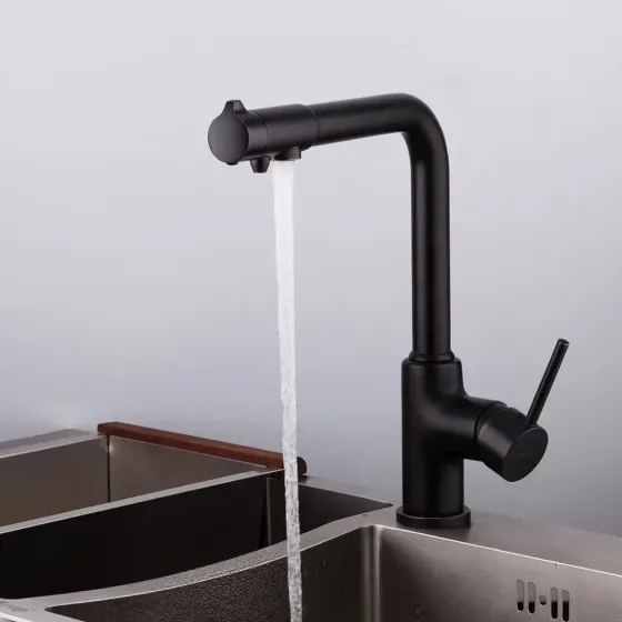 Змішувач для кухні GAPPO G4390-10 із підключенням фільтра питної води, чорний Київ